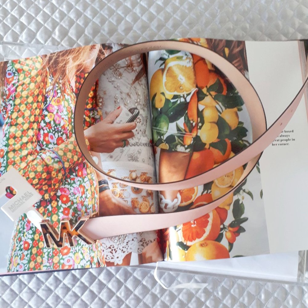 NWT Michael Kors pink leather tortoise shell belt